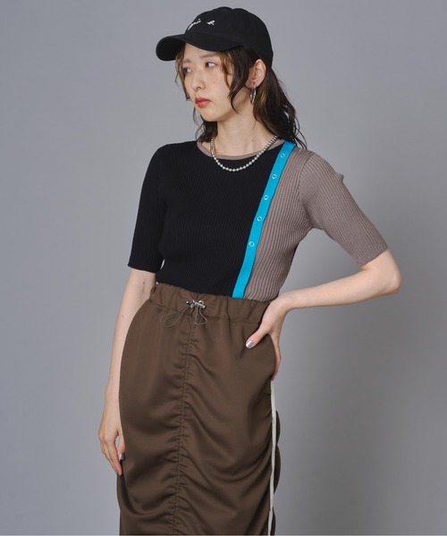 terrace（テラス）の「【ウォッシャブル】バイカラーリブニットプルオーバー（ニット/セーター・レディース・ブラウン/ブラック・FREE）」の12枚目の写真