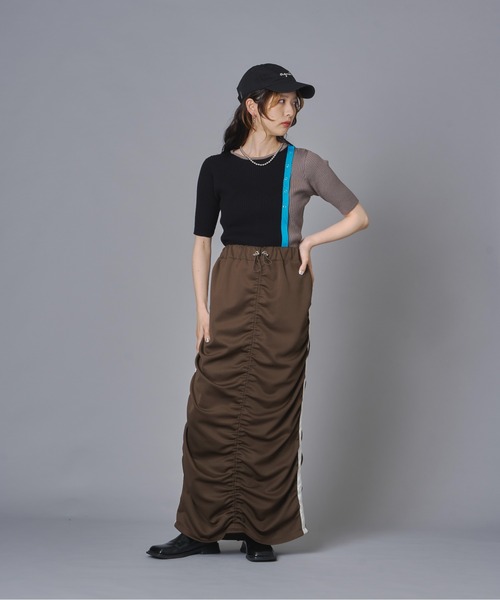 terrace（テラス）の「【ウォッシャブル】バイカラーリブニットプルオーバー（ニット/セーター・レディース・ブラウン/ブラック・FREE）」の19枚目の写真