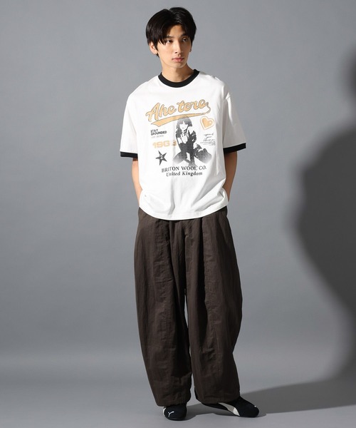 LAND MUSEUM（ランドミュージアム）の「LAND MUSEUM／リンガーグラフィックT（Tシャツ/カットソー・メンズ・ホワイト/ボルドー・MEDIUM/LARGE）」の9枚目の写真