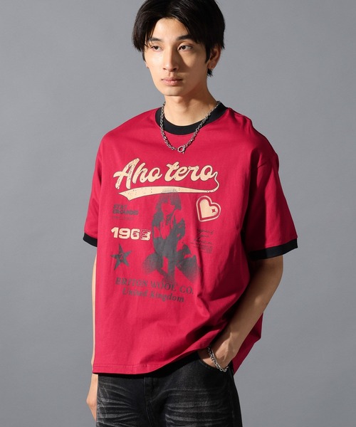 LAND MUSEUM（ランドミュージアム）の「LAND MUSEUM／リンガーグラフィックT（Tシャツ/カットソー・メンズ・ホワイト/ボルドー・MEDIUM/LARGE）」の22枚目の写真