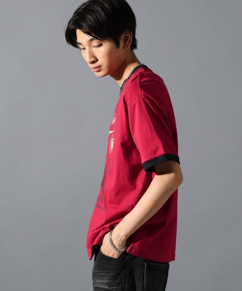 LAND MUSEUM（ランドミュージアム）の「LAND MUSEUM／リンガーグラフィックT（Tシャツ/カットソー・メンズ・ホワイト/ボルドー・MEDIUM/LARGE）」の21枚目の写真