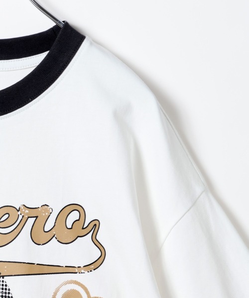 LAND MUSEUM（ランドミュージアム）の「LAND MUSEUM／リンガーグラフィックT（Tシャツ/カットソー・メンズ・ホワイト/ボルドー・MEDIUM/LARGE）」の16枚目の写真