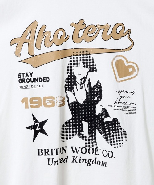 LAND MUSEUM（ランドミュージアム）の「LAND MUSEUM／リンガーグラフィックT（Tシャツ/カットソー・メンズ・ホワイト/ボルドー・MEDIUM/LARGE）」の12枚目の写真