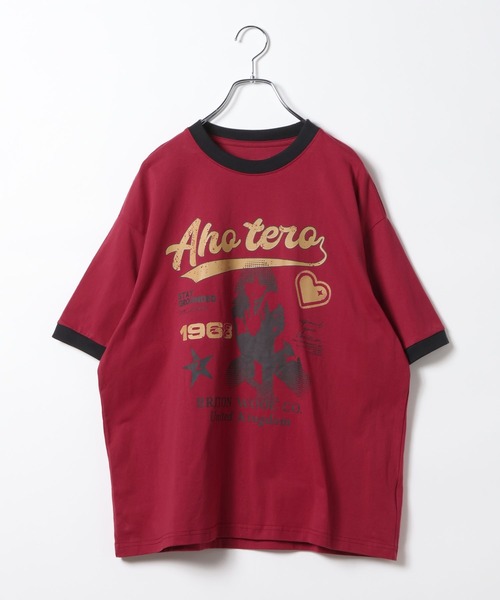 LAND MUSEUM（ランドミュージアム）の「LAND MUSEUM／リンガーグラフィックT（Tシャツ/カットソー・メンズ・ホワイト/ボルドー・MEDIUM/LARGE）」の11枚目の写真