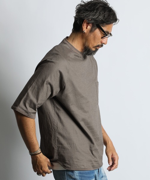 極美品 アーツアンドサイエンス ラグラン スリーブ Tシャツ ショッパー付 C/L STRETCH HYBRID S/S TEE：綿麻ストレッチ ハイブリッドTシャツ