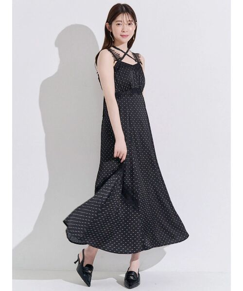 MERCURYDUO（マーキュリーデュオ）の「サテンレース使いキャミワンピース（ワンピース・レディース・ブラック/ベージュ/アイボリー・FREE）」の13枚目の写真