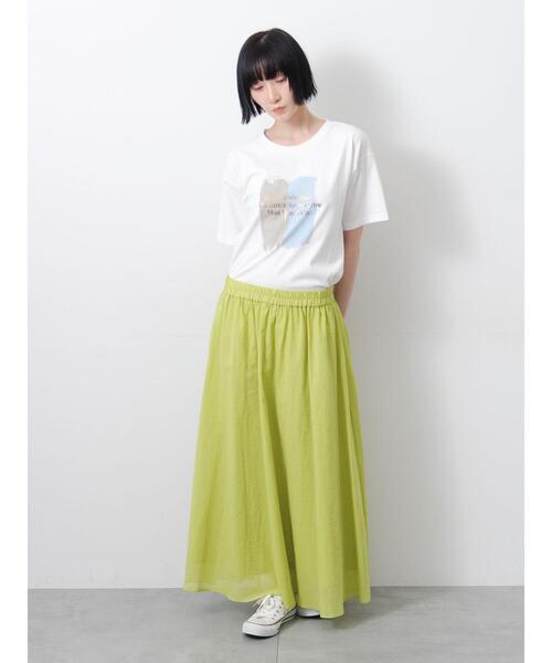 Samansa Mos2（サマンサ モスモス）の「◇【接触冷感】アソート箔プリントTシャツ（Tシャツ/カットソー・レディース・オフホワイト/チャコールグレー/シルバーグレー・F）」の5枚目の写真