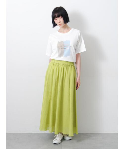 Samansa Mos2（サマンサ モスモス）の「◇【接触冷感】アソート箔プリントTシャツ（Tシャツ/カットソー・レディース・オフホワイト/チャコールグレー/シルバーグレー・F）」の6枚目の写真