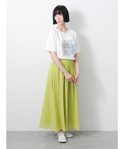 Samansa Mos2（サマンサ モスモス）の「◇【接触冷感】アソート箔プリントTシャツ（Tシャツ/カットソー・レディース・オフホワイト/チャコールグレー/シルバーグレー・F）」の7枚目の写真