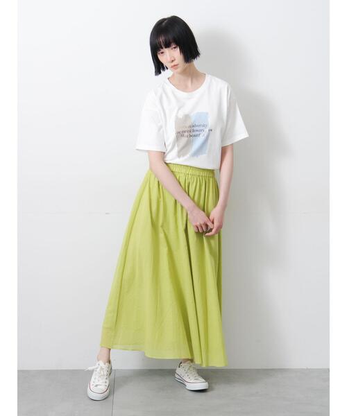 Samansa Mos2（サマンサ モスモス）の「◇【接触冷感】アソート箔プリントTシャツ（Tシャツ/カットソー・レディース・オフホワイト/チャコールグレー/シルバーグレー・F）」の8枚目の写真