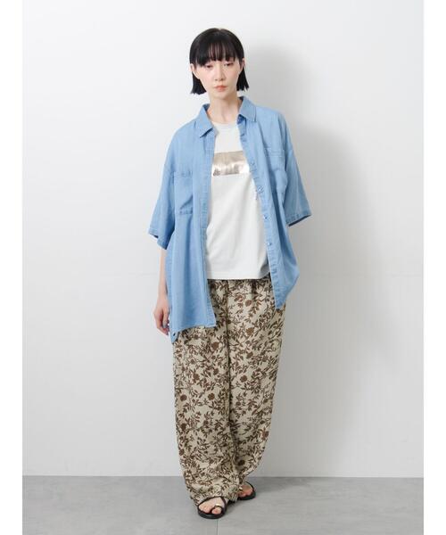 Samansa Mos2（サマンサ モスモス）の「◇【接触冷感】アソート箔プリントTシャツ（Tシャツ/カットソー・レディース・オフホワイト/チャコールグレー/シルバーグレー・F）」の13枚目の写真