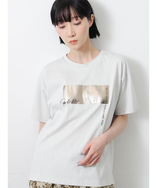 Samansa Mos2（サマンサ モスモス）の「◇【接触冷感】アソート箔プリントTシャツ（Tシャツ/カットソー・レディース・オフホワイト/チャコールグレー/シルバーグレー・F）」の16枚目の写真