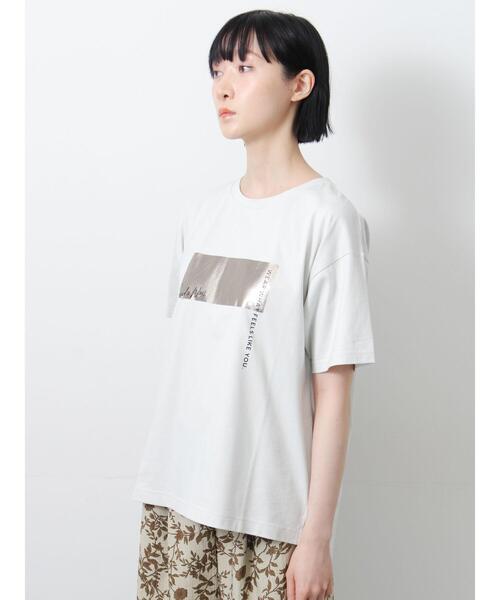 Samansa Mos2（サマンサ モスモス）の「◇【接触冷感】アソート箔プリントTシャツ（Tシャツ/カットソー・レディース・オフホワイト/チャコールグレー/シルバーグレー・F）」の17枚目の写真