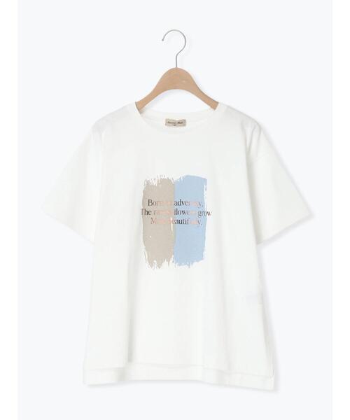 Samansa Mos2（サマンサ モスモス）の「◇【接触冷感】アソート箔プリントTシャツ（Tシャツ/カットソー・レディース・オフホワイト/チャコールグレー/シルバーグレー・F）」の20枚目の写真