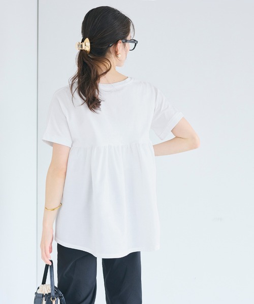 coca(coca)(コカ)の「後ろギャザー切替Tシャツ(Tシャツ/カットソー・レディース・チャコール/ホワイト・M/L/S)」の11枚目の写真