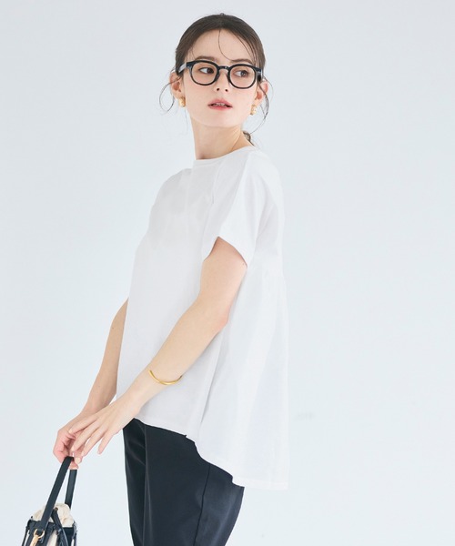 coca(coca)(コカ)の「後ろギャザー切替Tシャツ(Tシャツ/カットソー・レディース・チャコール/ホワイト・M/L/S)」の13枚目の写真