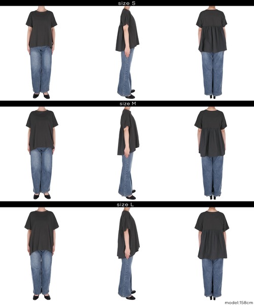 coca(coca)(コカ)の「後ろギャザー切替Tシャツ(Tシャツ/カットソー・レディース・チャコール/ホワイト・M/L/S)」の15枚目の写真