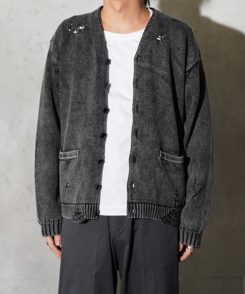 TOWNCRAFT(タウンクラフト)の「TOWNCRAFT / タウンクラフト COTTON DAMAGED CARDIGAN コットン ダメージ加工 カーディガン(カーディガン/ボレロ・メンズ・ブルー/パープル/レッド/ブラック・MEDIUM/LARGE)」の5枚目の写真