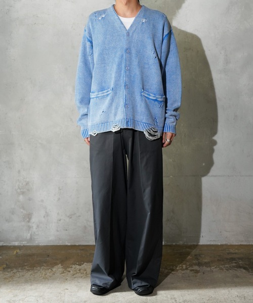 TOWNCRAFT(タウンクラフト)の「TOWNCRAFT / タウンクラフト COTTON DAMAGED CARDIGAN コットン ダメージ加工 カーディガン(カーディガン/ボレロ・メンズ・ブルー/パープル/レッド/ブラック・MEDIUM/LARGE)」の8枚目の写真
