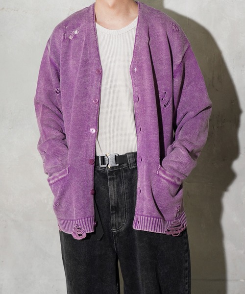 TOWNCRAFT(タウンクラフト)の「TOWNCRAFT / タウンクラフト COTTON DAMAGED CARDIGAN コットン ダメージ加工 カーディガン(カーディガン/ボレロ・メンズ・ブルー/パープル/レッド/ブラック・MEDIUM/LARGE)」の9枚目の写真