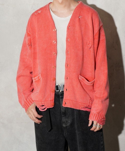 TOWNCRAFT(タウンクラフト)の「TOWNCRAFT / タウンクラフト COTTON DAMAGED CARDIGAN コットン ダメージ加工 カーディガン(カーディガン/ボレロ・メンズ・ブルー/パープル/レッド/ブラック・MEDIUM/LARGE)」の14枚目の写真