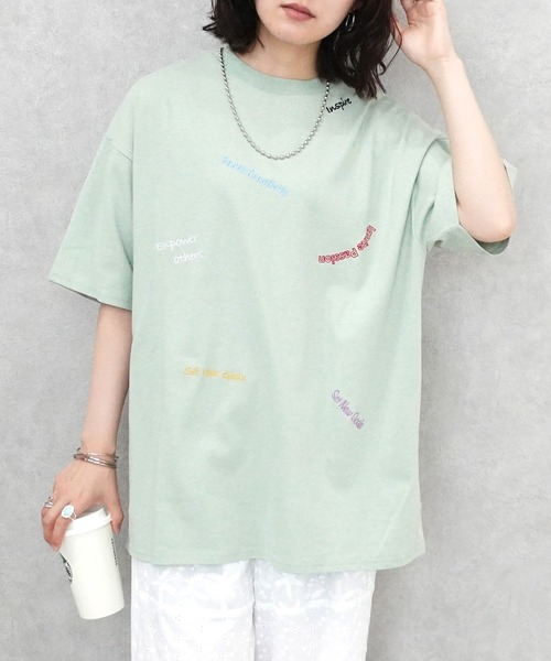SELECT LEVERY(セレクトリベリー)の「ランダム刺繍ロゴTシャツ(Tシャツ/カットソー・レディース・ブラック/ミント/オフホワイト・FREE)」の9枚目の写真