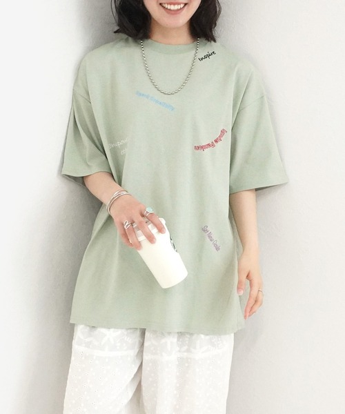 SELECT LEVERY(セレクトリベリー)の「ランダム刺繍ロゴTシャツ(Tシャツ/カットソー・レディース・ブラック/ミント/オフホワイト・FREE)」の10枚目の写真