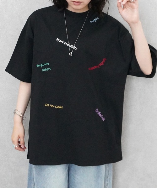 SELECT LEVERY(セレクトリベリー)の「ランダム刺繍ロゴTシャツ(Tシャツ/カットソー・レディース・ブラック/ミント/オフホワイト・FREE)」の14枚目の写真