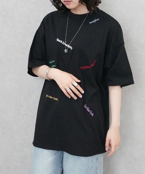 SELECT LEVERY(セレクトリベリー)の「ランダム刺繍ロゴTシャツ(Tシャツ/カットソー・レディース・ブラック/ミント/オフホワイト・FREE)」の16枚目の写真