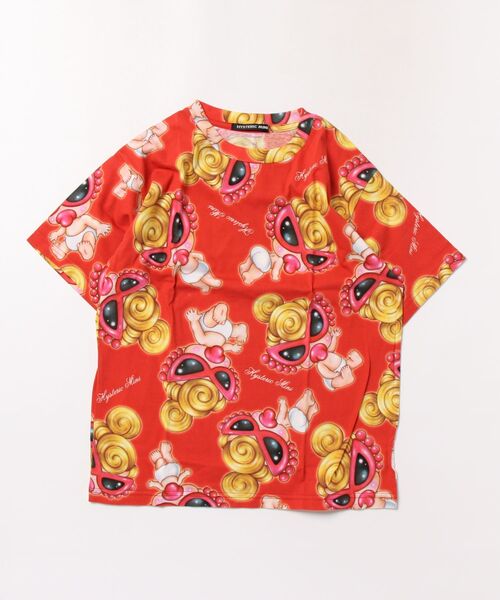 HYSTERIC MINI(ヒステリックミニ)の「Sweet memories総柄 Viscotex 半袖Tシャツ(Tシャツ/カットソー・キッズ・ホワイト/レッド・130)」の2枚目の写真