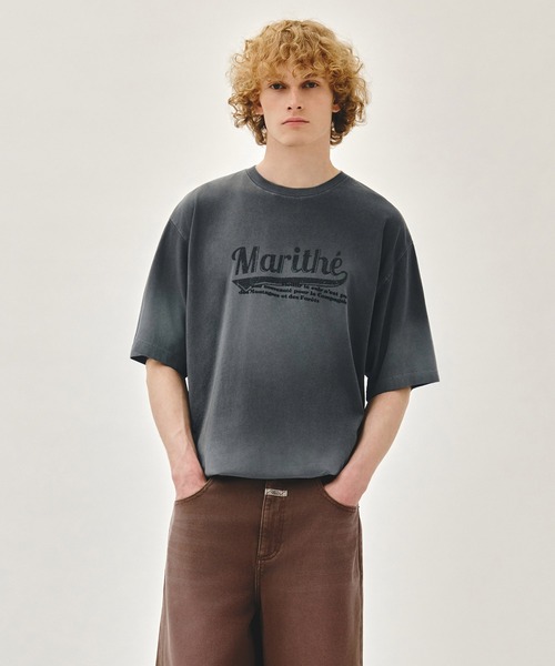 MARITHE + FRANCOIS GIRBAUD(マリテフランソワジルボー)の「GRADATION OVERSIZED DYEING TEE(Tシャツ/カットソー・レディース・チャコール/ブルー・SMALL/LARGE/MEDIUM)」の1枚目の写真