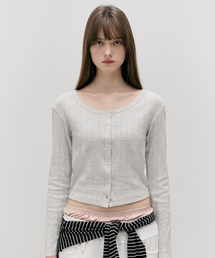 NUBASIC POINTELLE JERSEY CARDIGAN M/GRAY