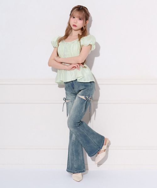 apres jour（アプレジュール）の「シアーカラーパフスリーブブラウス（シャツ/ブラウス・レディース・ピンク/ライトブルー/オフホワイト/ミント・フリー）」の14枚目の写真