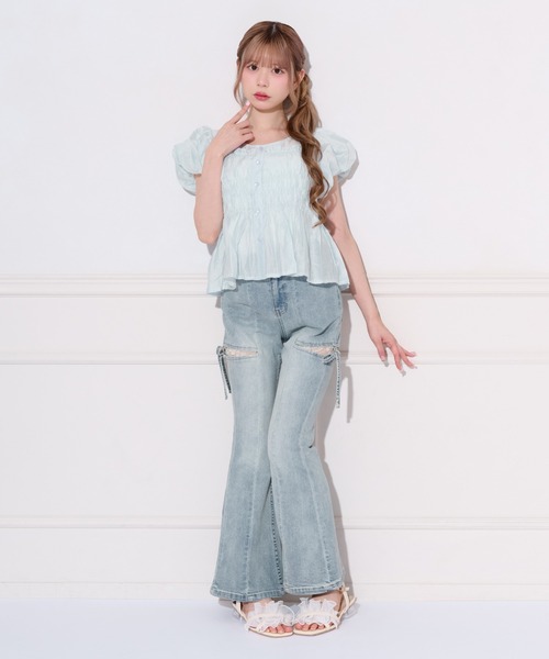 apres jour（アプレジュール）の「シアーカラーパフスリーブブラウス（シャツ/ブラウス・レディース・ピンク/ライトブルー/オフホワイト/ミント・フリー）」の19枚目の写真