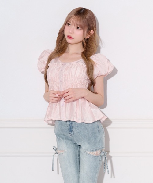 apres jour（アプレジュール）の「シアーカラーパフスリーブブラウス（シャツ/ブラウス・レディース・ピンク/ライトブルー/オフホワイト/ミント・フリー）」の22枚目の写真