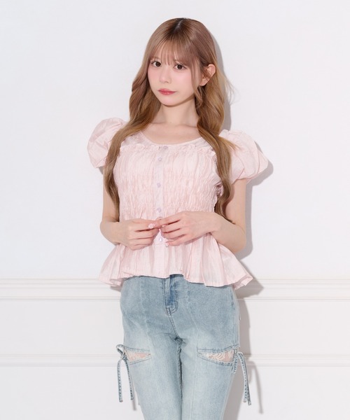 apres jour（アプレジュール）の「シアーカラーパフスリーブブラウス（シャツ/ブラウス・レディース・ピンク/ライトブルー/オフホワイト/ミント・フリー）」の21枚目の写真