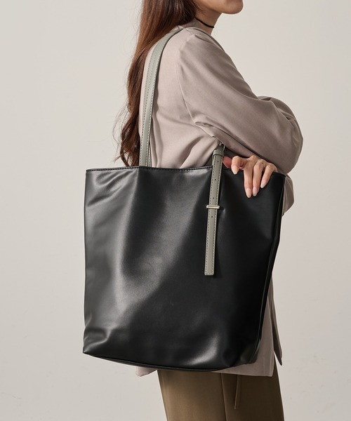 MAISON BREEZE(メゾンブリーズ)の「【MAISON BREEZE】ハンドルアクセントトート SNBD(トートバッグ・レディース・グレー/ブラウン/ブラック・FREE)」の1枚目の写真