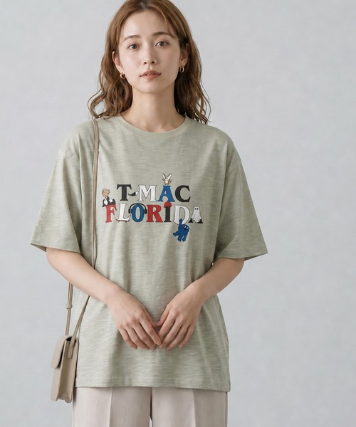 T-MAC OUTING(ティーマック アウティング)の「【T-MAC】スラブ天竺 キャラクターロゴ刺繍&プリント 半袖Tシャツ(Tシャツ/カットソー・メンズ・ベージュ/ホワイト・LL/L/M)」の2枚目の写真