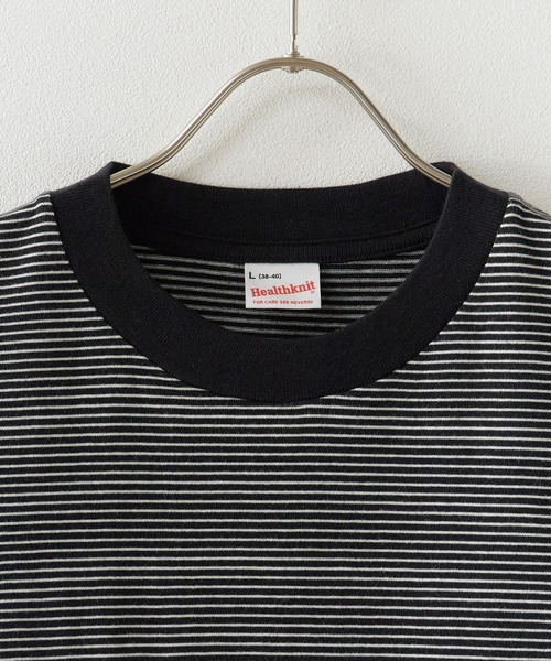 Healthknit(ヘルスニット)の「Healthknit/ Narrow Border Jersey Wide Crew S/S /51033 夏服(Tシャツ/カットソー・メンズ・ブラック・XL/L/M)」の2枚目の写真