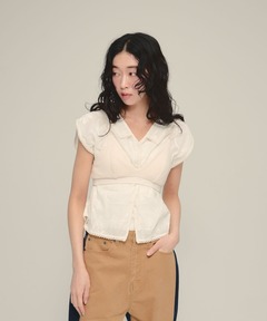 シルクタッチコットンレーストリムコンパクトTシャツ（Tシャツ