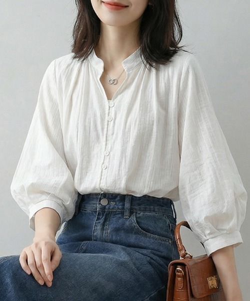 ReRe(リリ)の「バルーンスリーブスタンドカラーブラウス(シャツ/ブラウス・レディース・ホワイト・MEDIUM/X-LARGE/LARGE)」の13枚目の写真