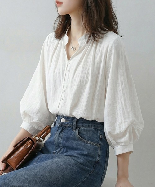 ReRe(リリ)の「バルーンスリーブスタンドカラーブラウス(シャツ/ブラウス・レディース・ホワイト・MEDIUM/X-LARGE/LARGE)」の5枚目の写真