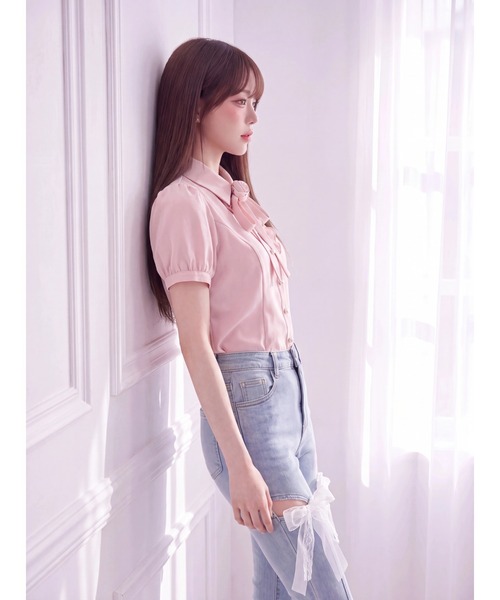 Suyunn(スユン)の「【ZOZO限定】レースオーガンジーリボン美脚ストレッチフレアデニムパンツ(デニムパンツ・レディース・チャコールグレー/ブルー・S/M)」の11枚目の写真