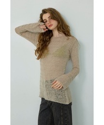 ALEXIA STAM | Long Sleeve Sheer Knit Top/シアーニットトップス(ニット/セーター)