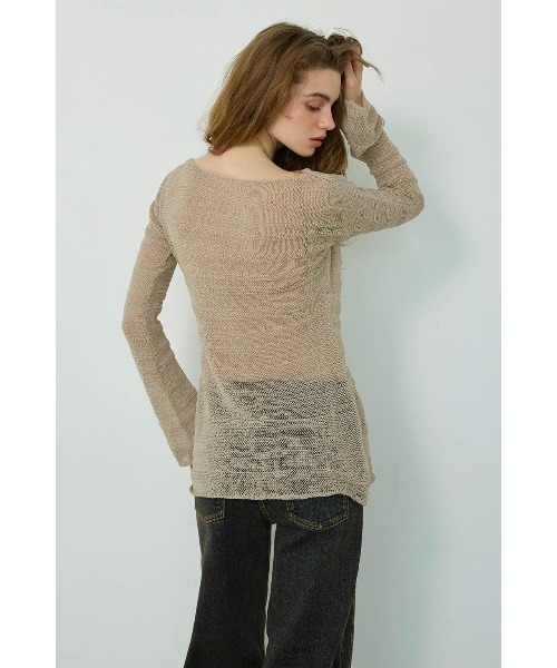 ALEXIA STAM(アリシアスタン)の「Long Sleeve Sheer Knit Top/シアーニットトップス(ニット/セーター・レディース・ブラック/ベージュ・FREE)」の10枚目の写真