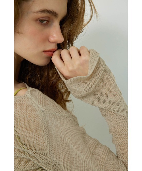 ALEXIA STAM(アリシアスタン)の「Long Sleeve Sheer Knit Top/シアーニットトップス(ニット/セーター・レディース・ブラック/ベージュ・FREE)」の11枚目の写真