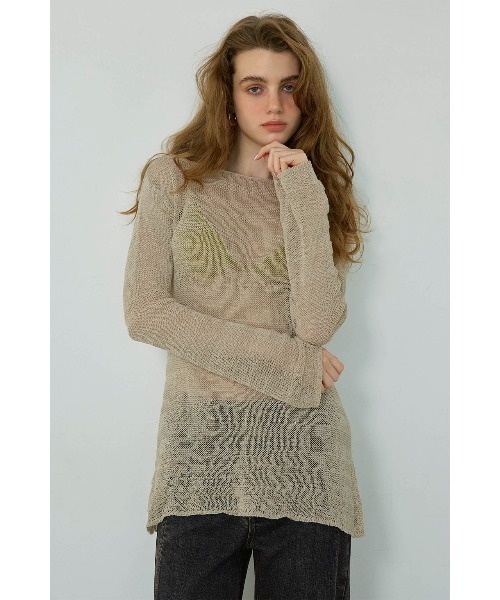 ALEXIA STAM(アリシアスタン)の「Long Sleeve Sheer Knit Top/シアーニットトップス(ニット/セーター・レディース・ブラック/ベージュ・FREE)」の13枚目の写真