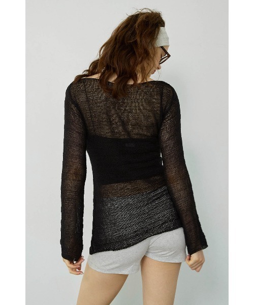ALEXIA STAM(アリシアスタン)の「Long Sleeve Sheer Knit Top/シアーニットトップス(ニット/セーター・レディース・ブラック/ベージュ・FREE)」の4枚目の写真