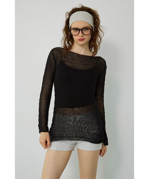 ALEXIA STAM(アリシアスタン)の「Long Sleeve Sheer Knit Top/シアーニットトップス(ニット/セーター・レディース・ブラック/ベージュ・FREE)」の7枚目の写真