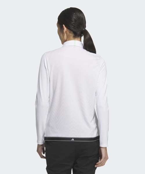 adidas(アディダス)の「ジャカード長袖ポロ【adidas Golf/アディダスゴルフ】(ポロシャツ・レディース・ホワイト・LARGE/XX-LARGE/SMALL/MEDIUM/X-LARGE)」の2枚目の写真